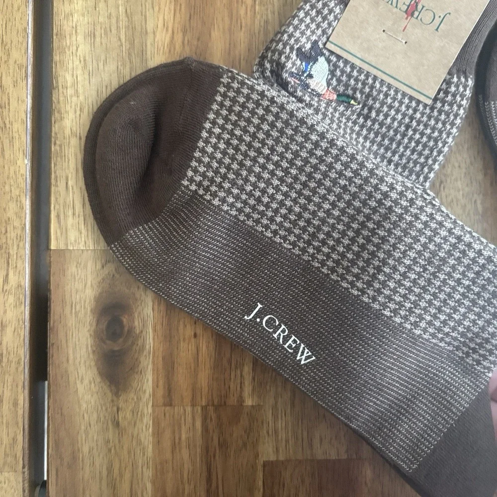NWT J CREW Socks Men's ONE SIZE Houndstooth Ducks ( 2 Pairs ) Old Money Preppy